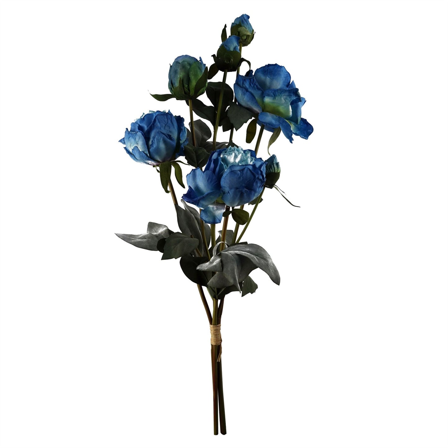 55cm Small Premium Artificial Blue Peony Spray – Realistic Faux Peony with 4 Flowers & 3 Buds