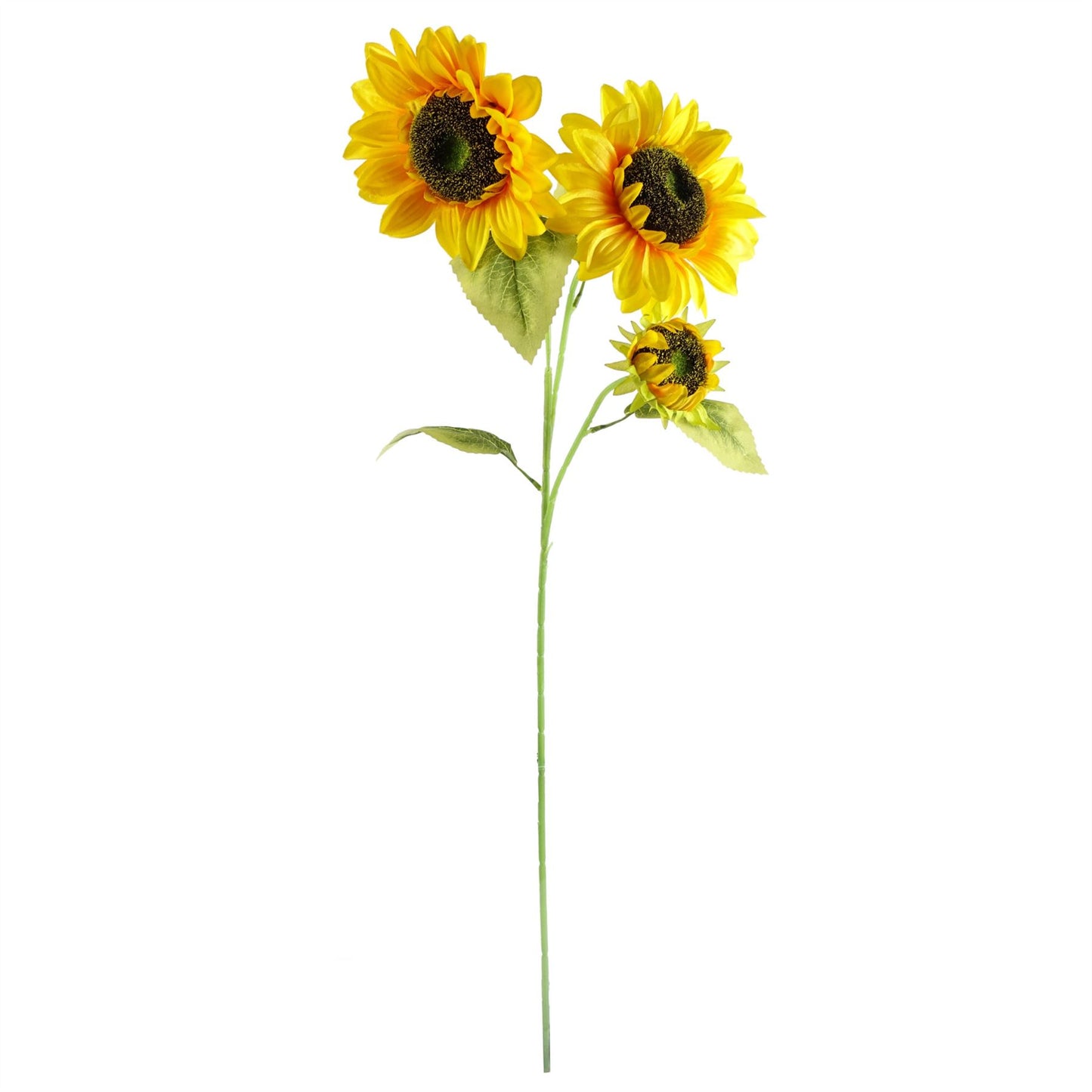80cm Medium Artificial White and Yellow Sunflower Flower Arrangement in Ridged Glass Vase