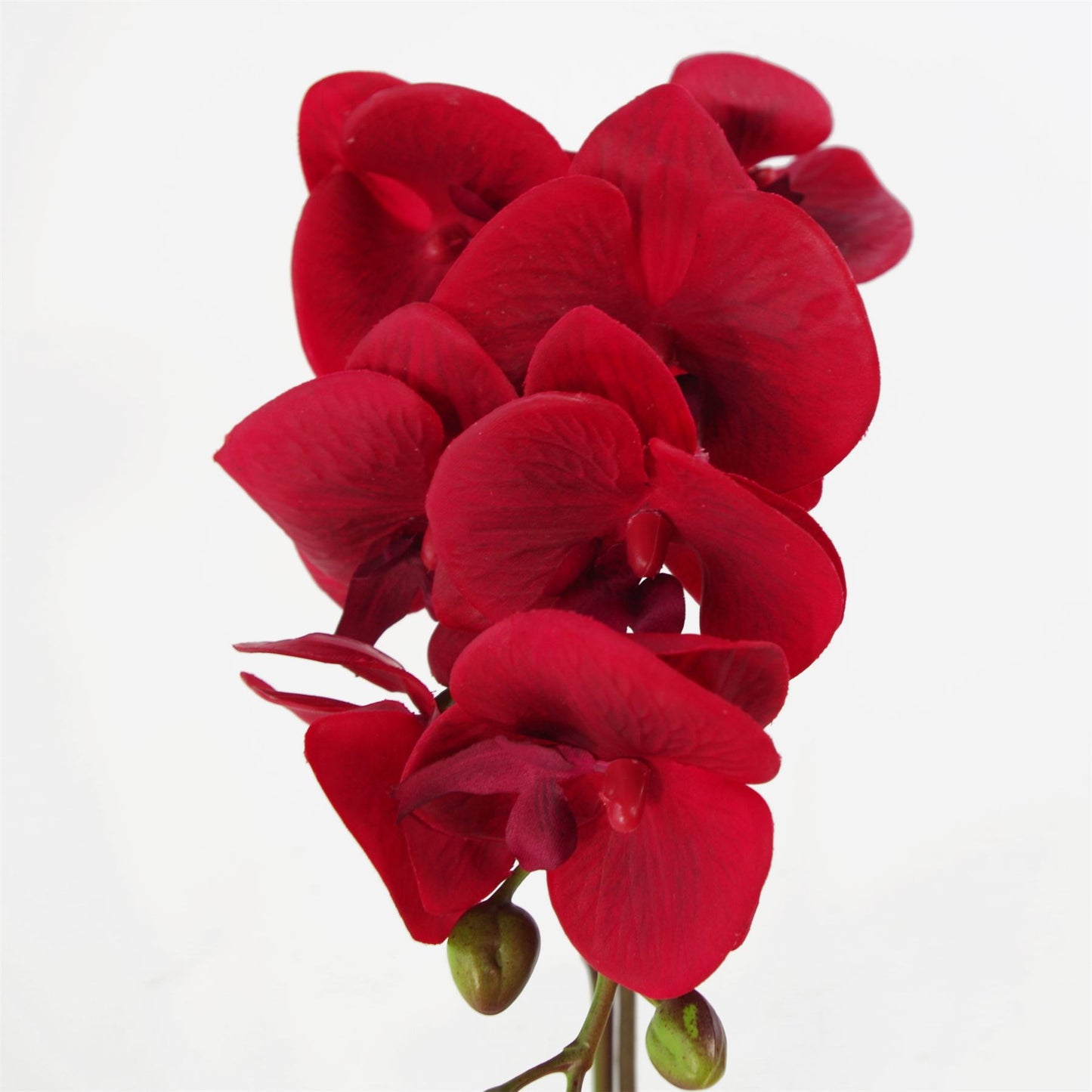46cm Small Red Artificial Orchid in Silver Pot – Faux Orchid Plant