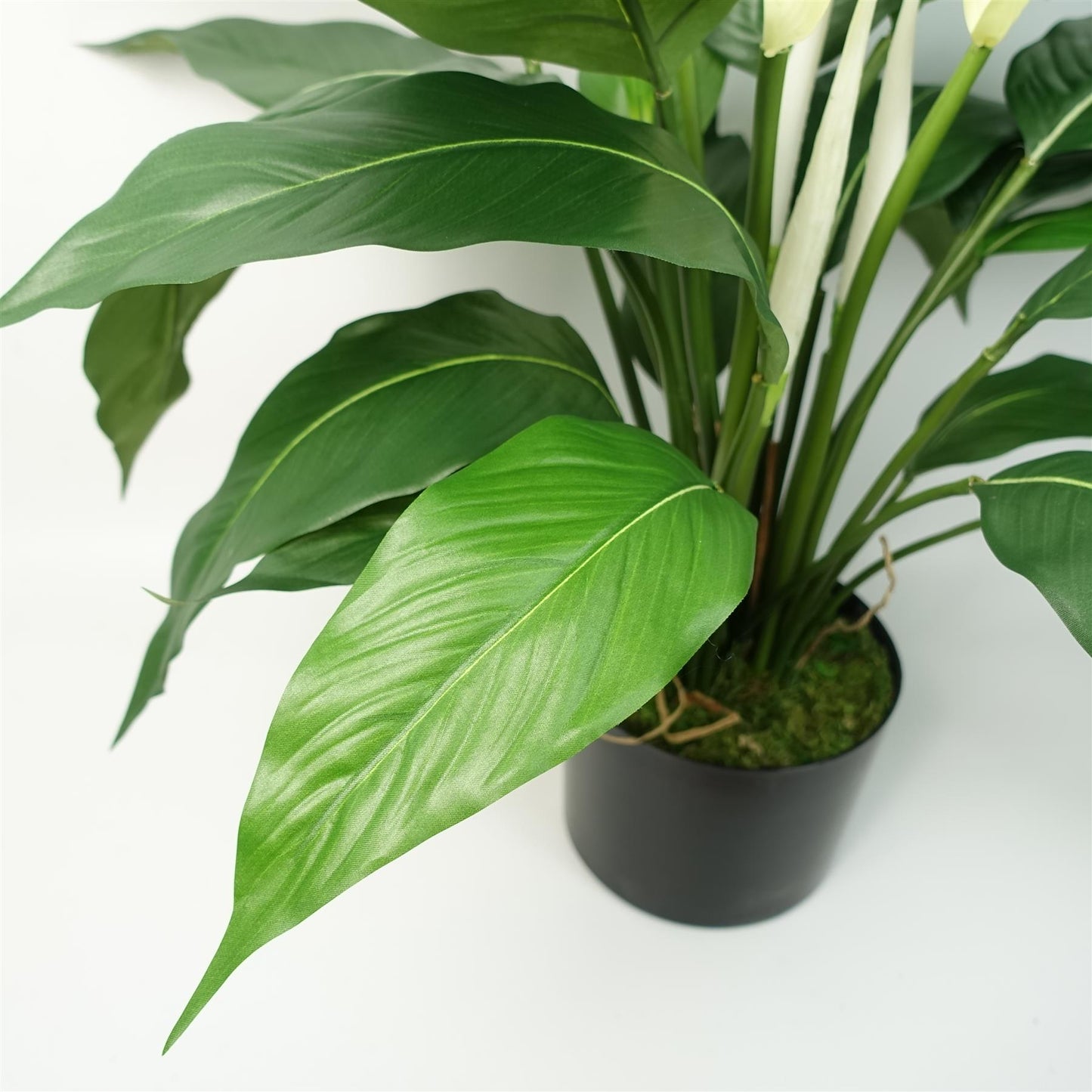 60cm Medium Artificial Peace Lily White Spathiphyllum – Realistic Faux Potted Lily Plant