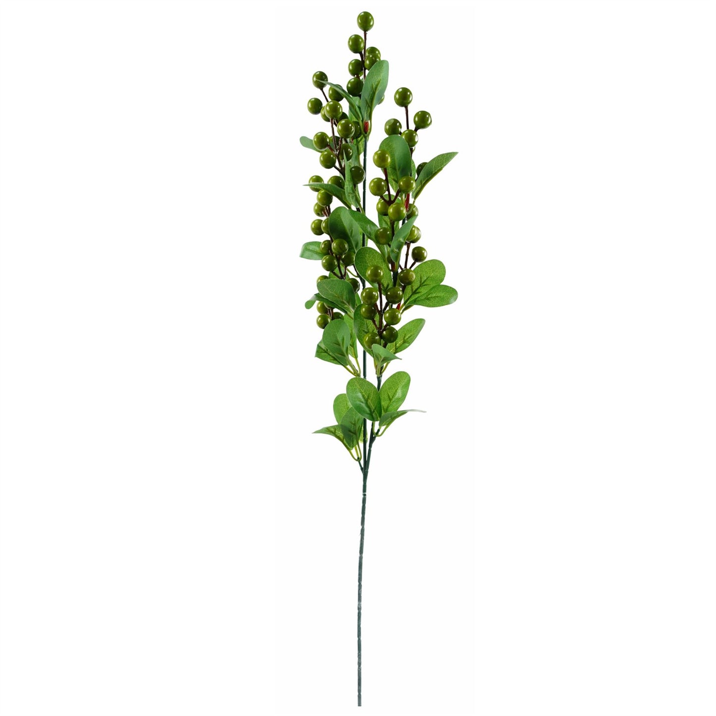 60cm Medium Artificial Cream Delphinium & Berry Flower Arrangement in Gold Rim Smoke Grey Glass Vase