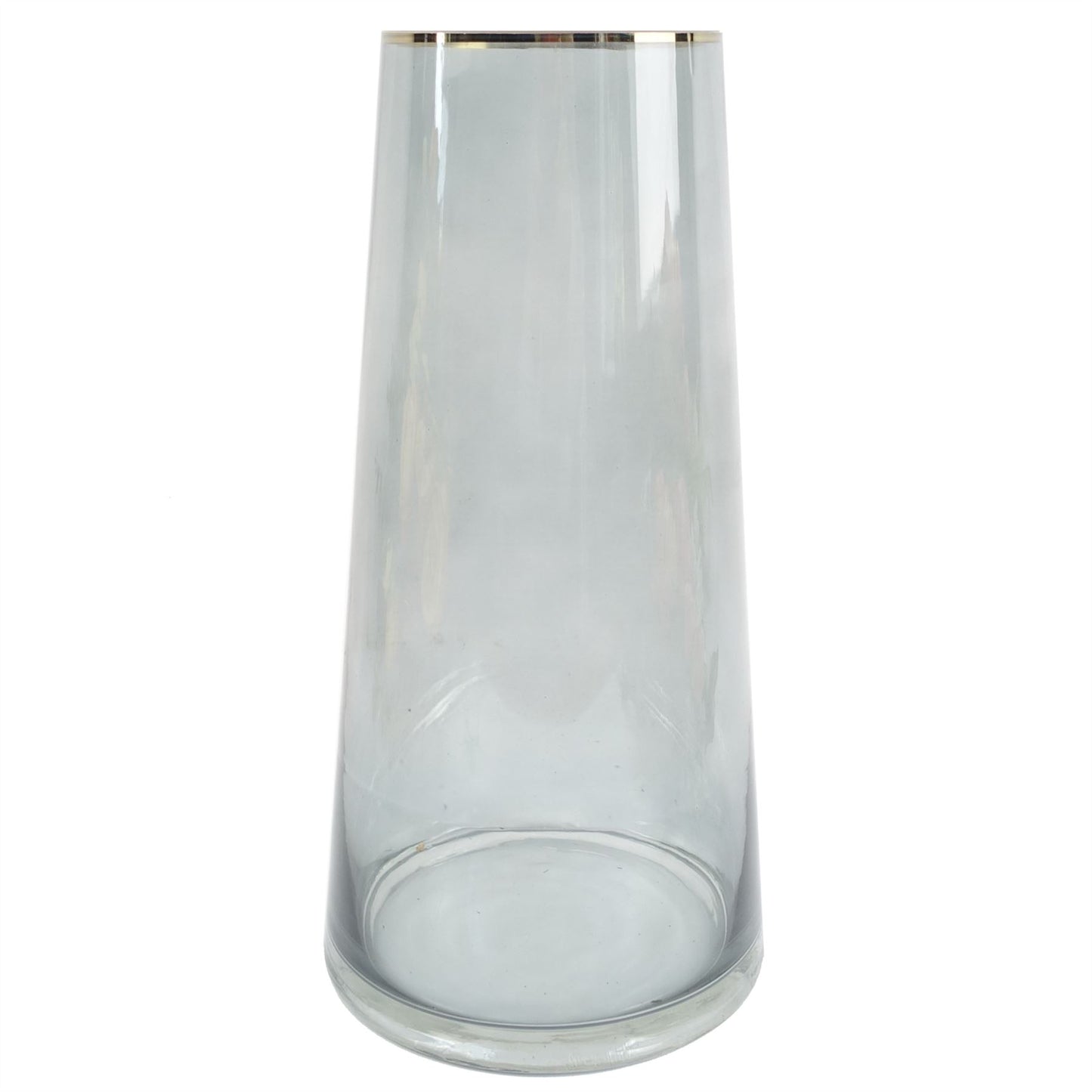 60cm Medium Artificial Cream Delphinium & Berry Flower Arrangement in Gold Rim Smoke Grey Glass Vase