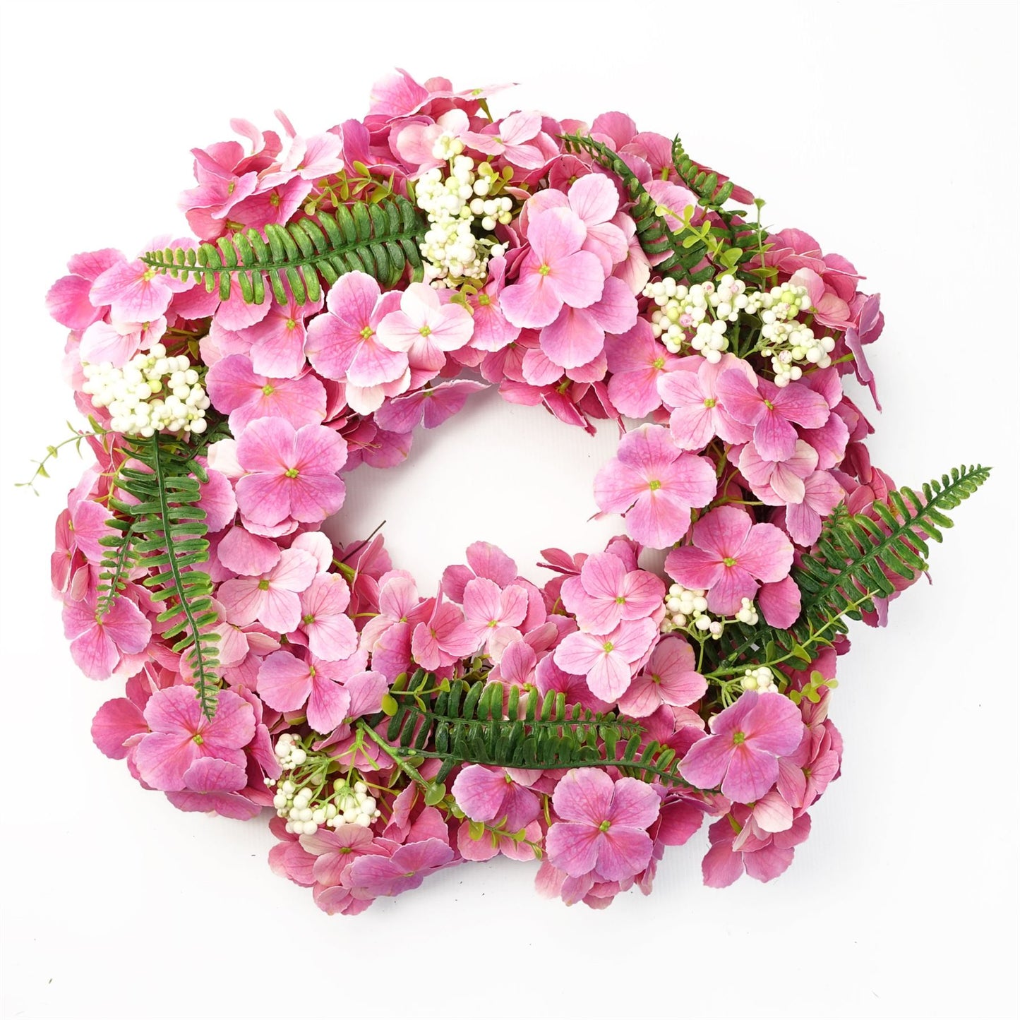 40cm Small Artificial Pink Floral Blossom Wreath – Elegant Faux Flower Door & Wall Décor