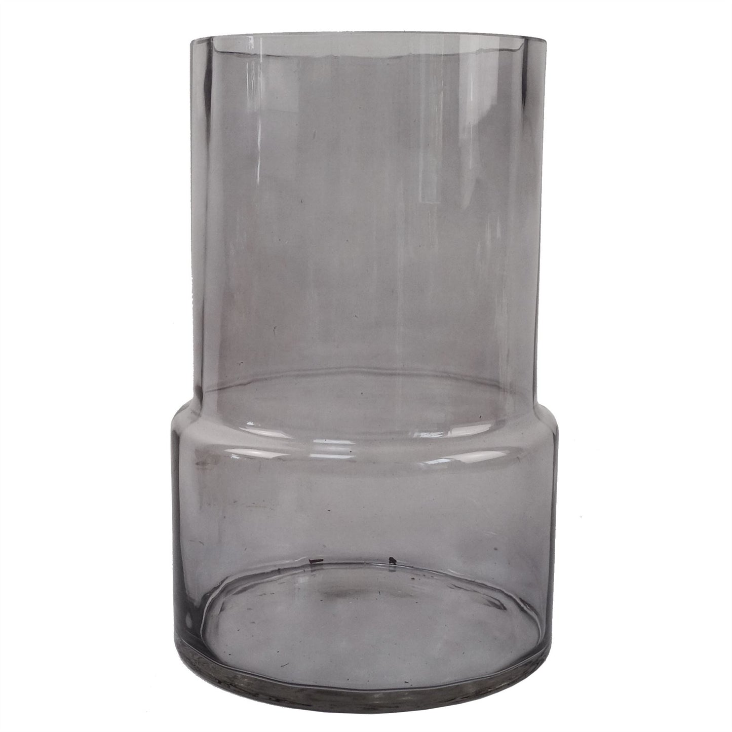 26cm Medium Grey Smoke Glass Vase – Stylish Round Bud Vase for Flowers