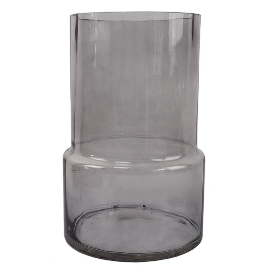 26cm Medium Grey Smoke Glass Vase – Stylish Round Bud Vase for Flowers
