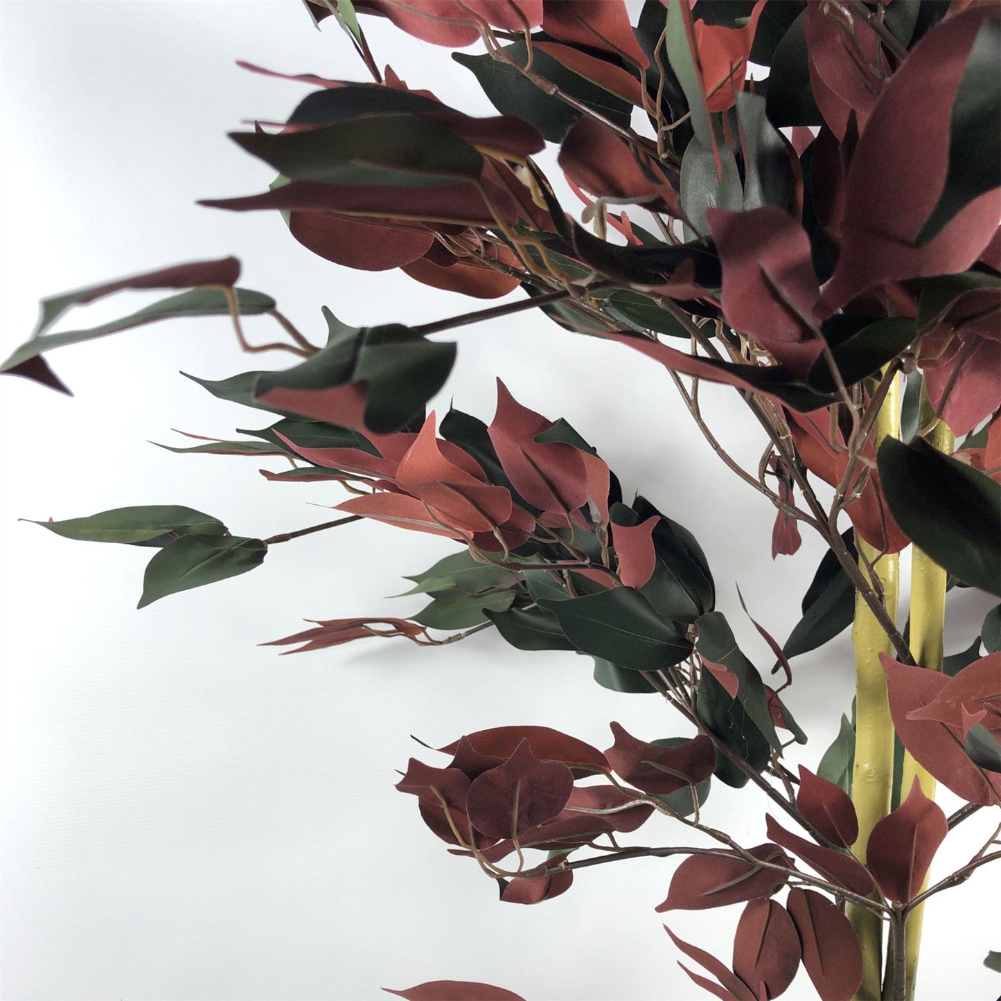 120cm Medium Artificial Dark Red & Green Ficus Tree with Gold Planter – Realistic Capensia Style