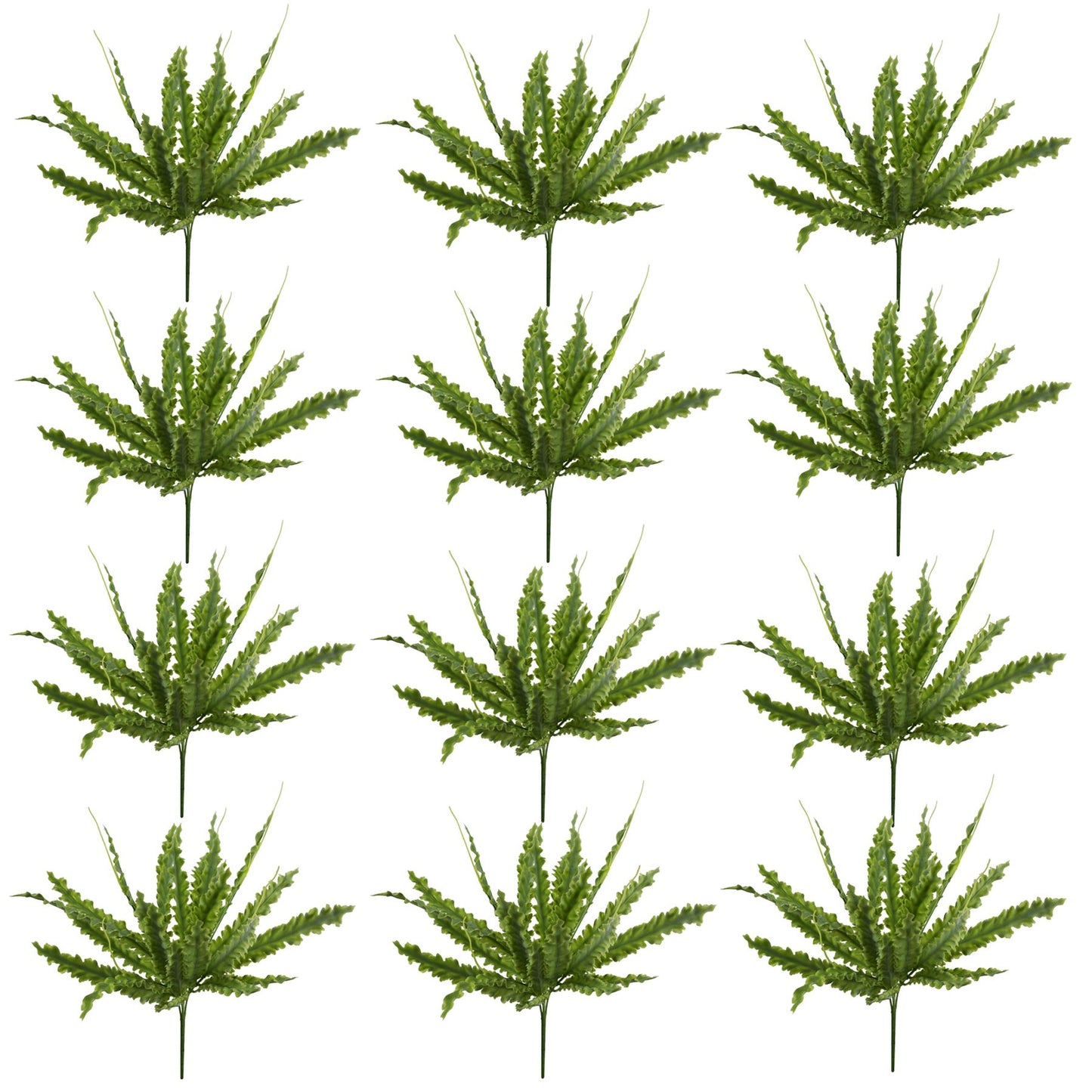 12 x 40cm Small Artificial Crocodile Fern - Bare Stem Plant Sets