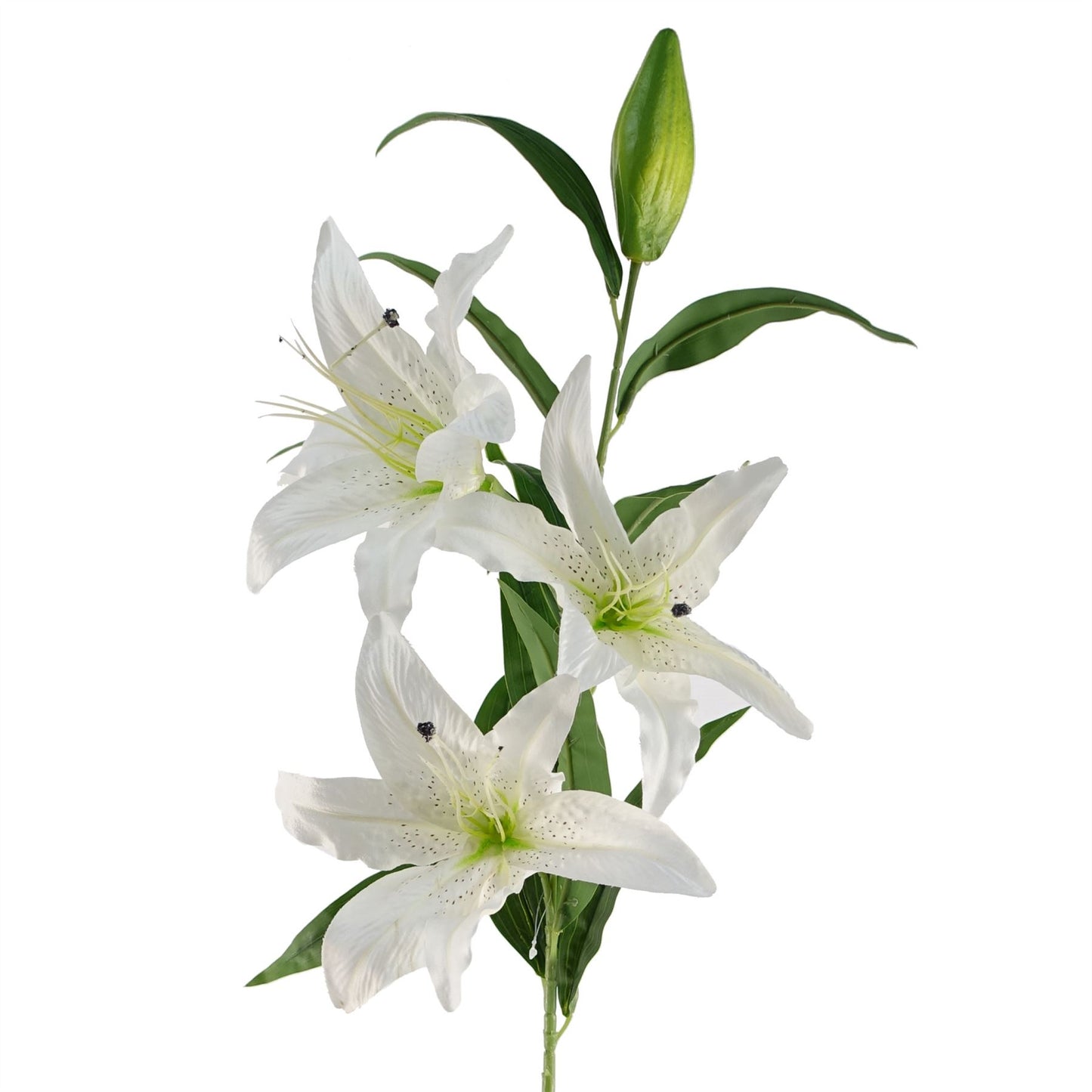 6 x 100cm Large White Artificial Lily Stems – Long Stem Faux Lily Flowers