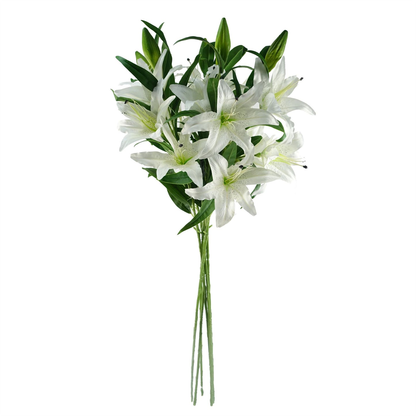 6 x 100cm Large White Artificial Lily Stems – Long Stem Faux Lily Flowers