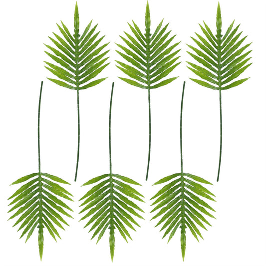 6 x 95cm Large Artificial Green Palm Leaf Stems – Faux Foliage