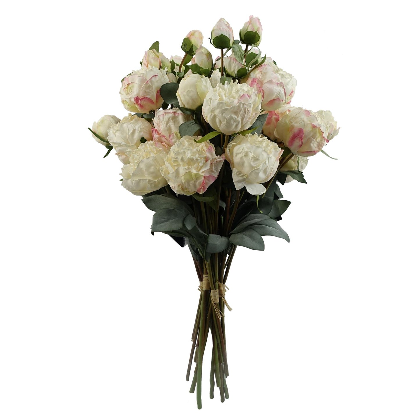 6 x 55cm Small Premium Artificial Cream Peony Stems – Realistic Faux Peony Set with 24 Flowers & 18 Buds