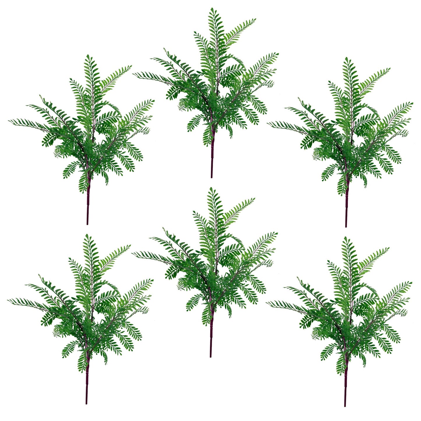 6 x 55cm Small Artificial Himalayan Maidenhair Fern Bushes – Dark Green Faux Fern Set