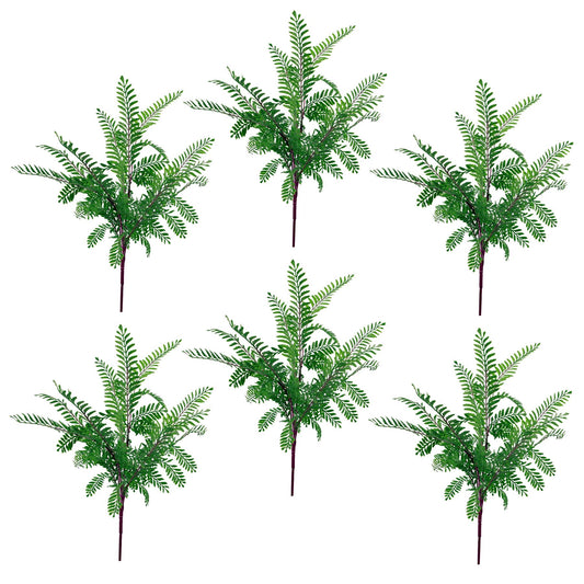 6 x 55cm Small Artificial Himalayan Maidenhair Fern Bushes – Dark Green Faux Fern Set