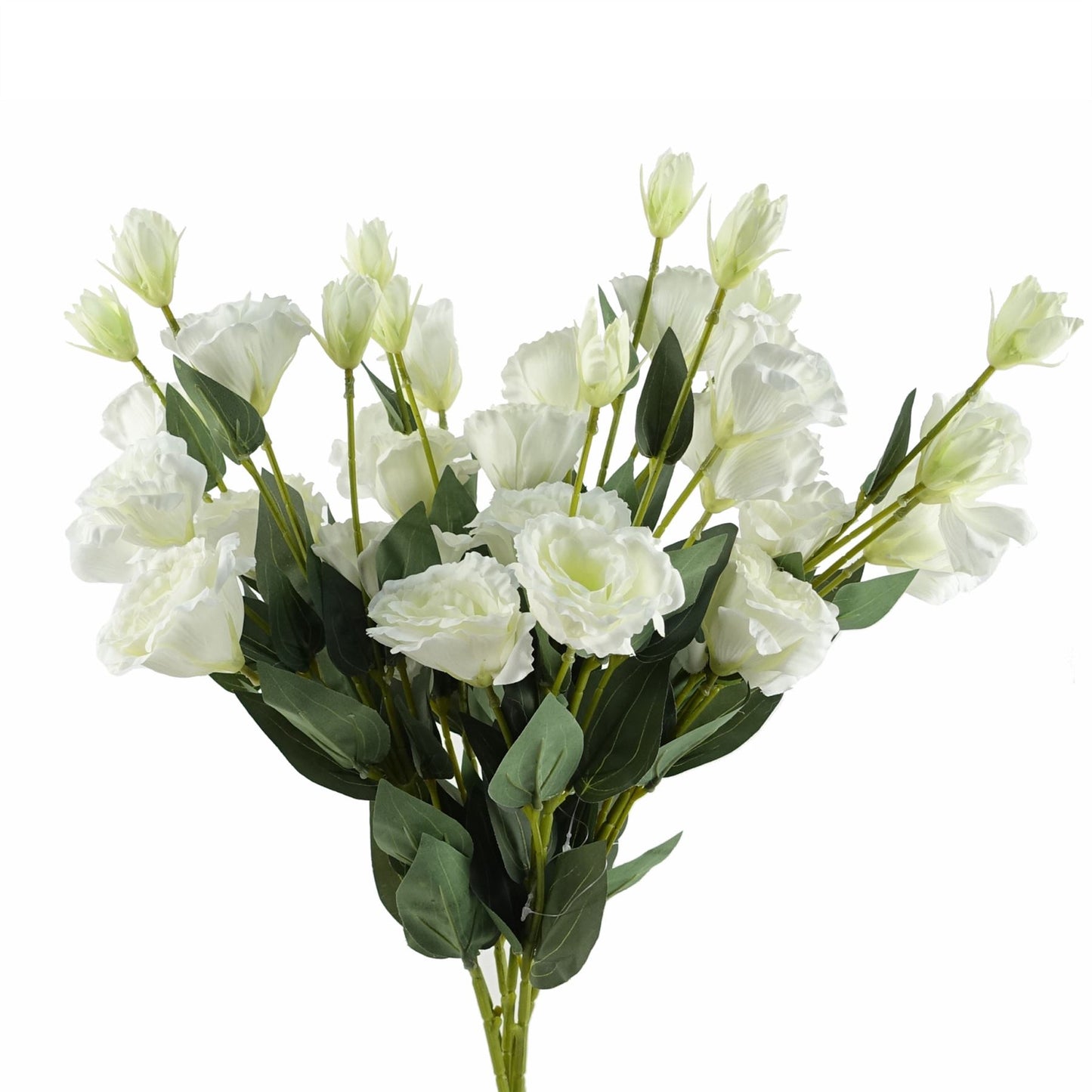 6 x 80cm Medium White Artificial Wild Rose Stems – Realistic Faux Roses with 36 Flowers