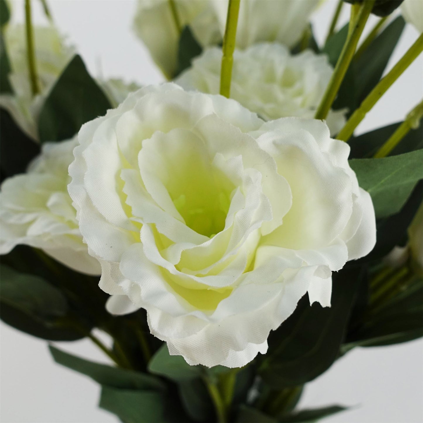 6 x 80cm Medium White Artificial Wild Rose Stems – Realistic Faux Roses with 36 Flowers