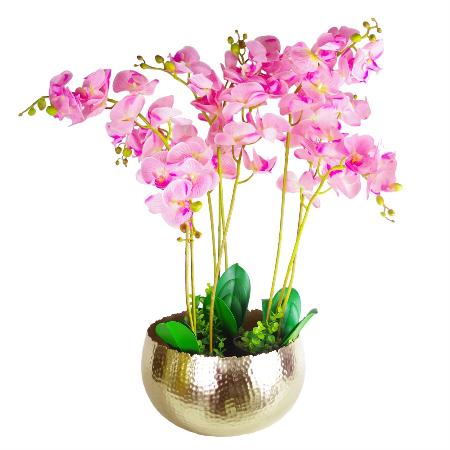 32cm x 20cm Large Hammered Gold Bowl Planter – Curved-Edge Gold Plant Pot