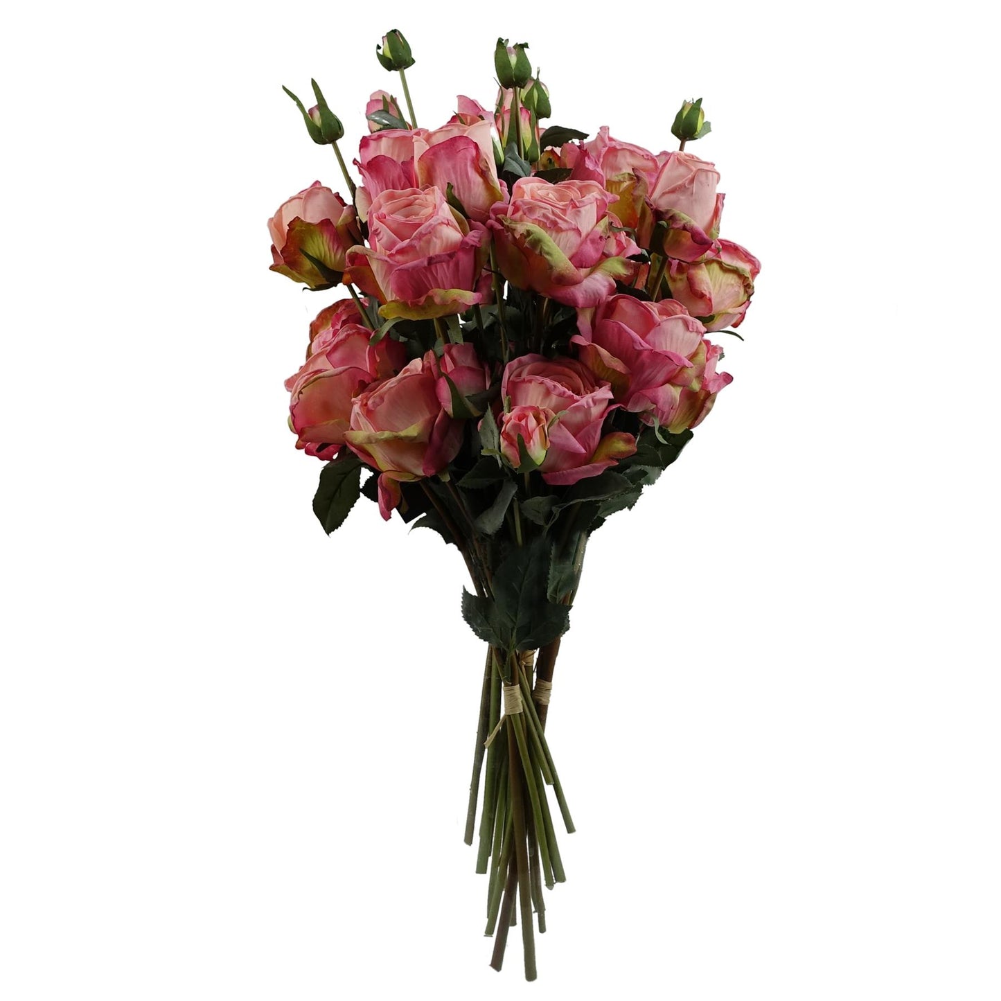 6 x 60cm Medium Premium Pink Artificial Rose Sprays – Realistic Faux Rose Set with 24 Flowers & 18 Buds