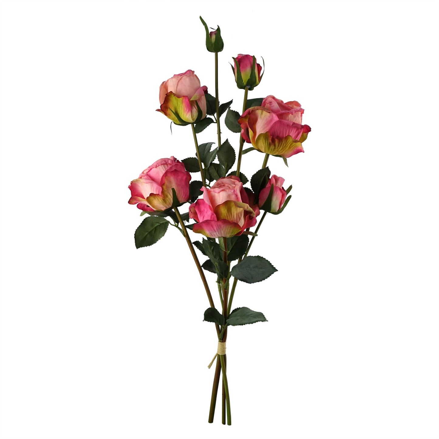 6 x 60cm Medium Premium Pink Artificial Rose Sprays – Realistic Faux Rose Set with 24 Flowers & 18 Buds