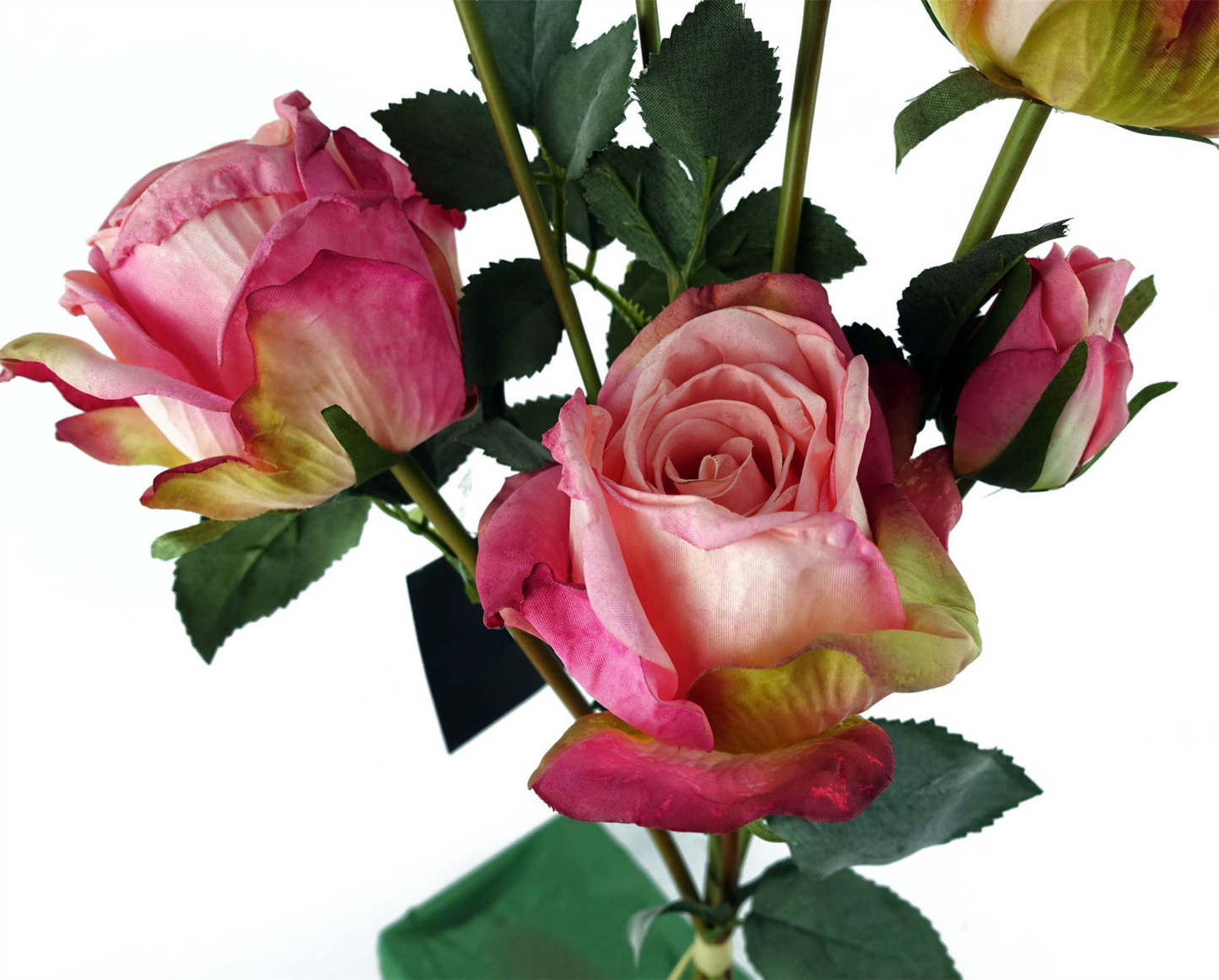 60cm Medium Premium Pink Artificial Rose Spray – Realistic Faux Rose with 4 Flowers & 3 Buds