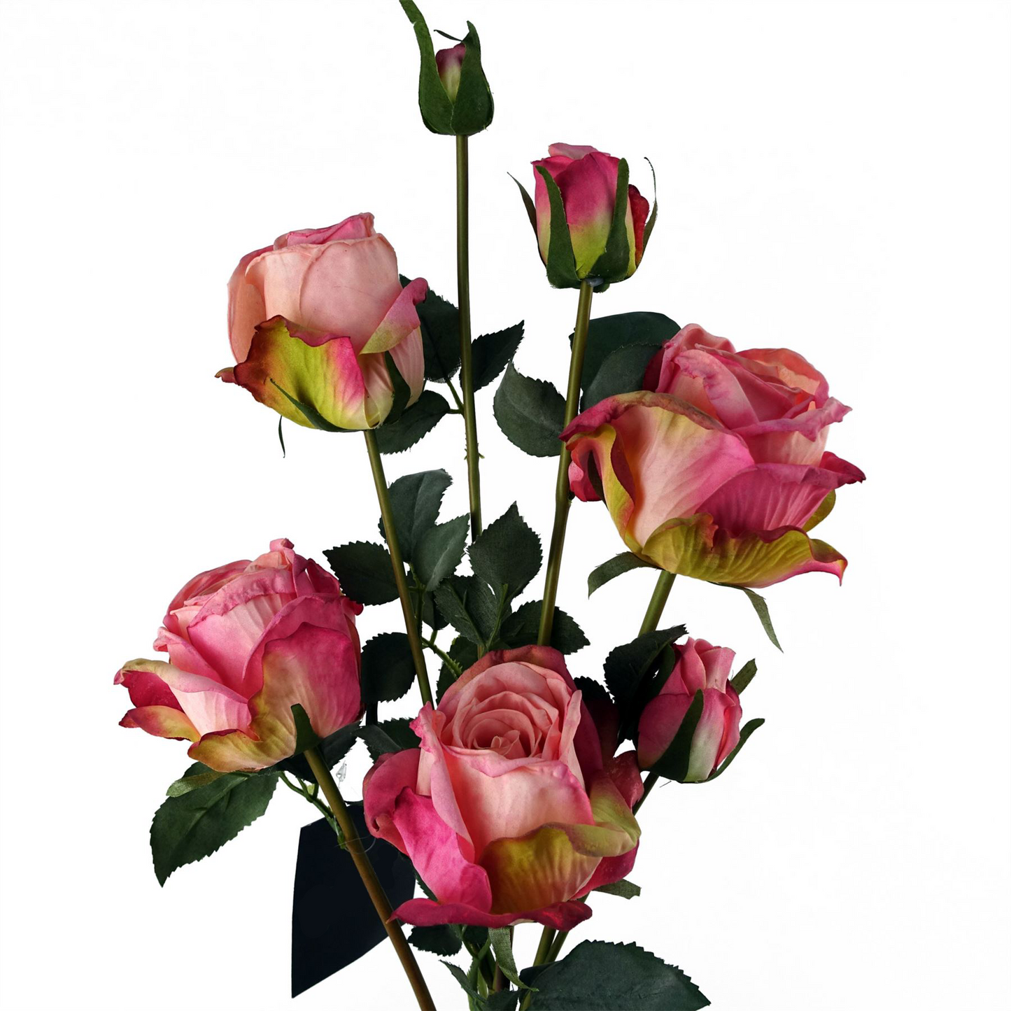 60cm Medium Premium Pink Artificial Rose Spray – Realistic Faux Rose with 4 Flowers & 3 Buds