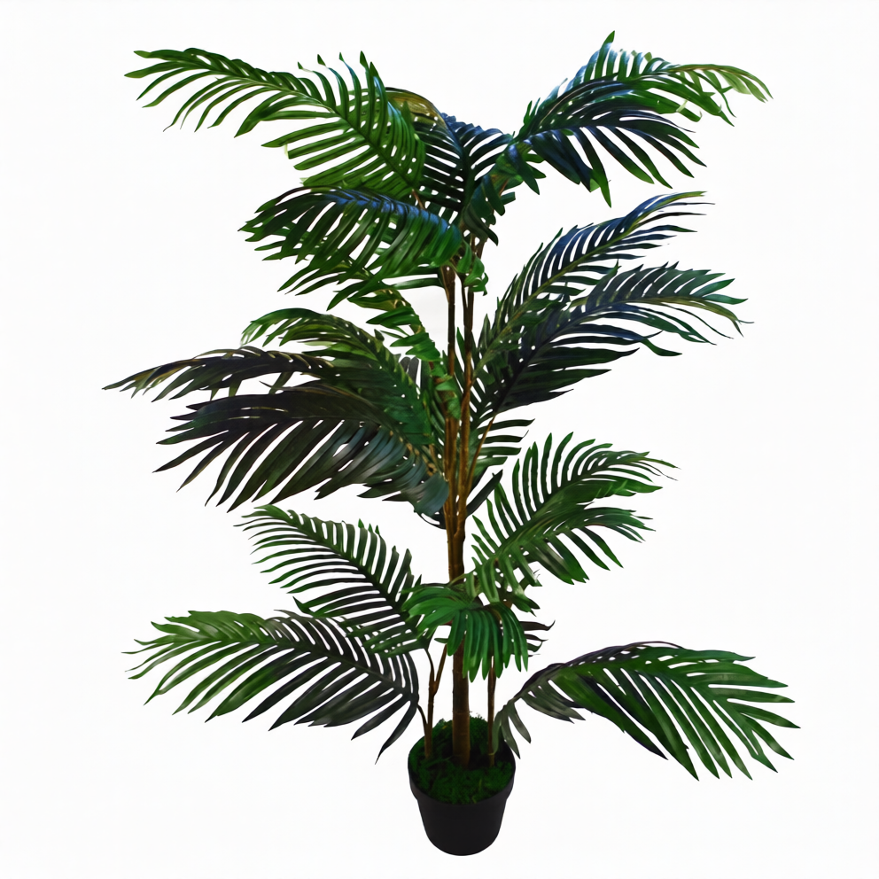 140cm Large Artificial Palm Tree – Bushy Tropical Green Foliage