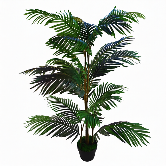 140cm Large Artificial Palm Tree – Bushy Tropical Green Foliage