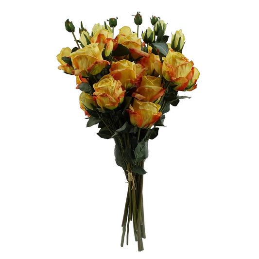 60cm Medium Premium Yellow Artificial Rose Sprays – Realistic Faux Roses with 24 Flowers & 18 Buds