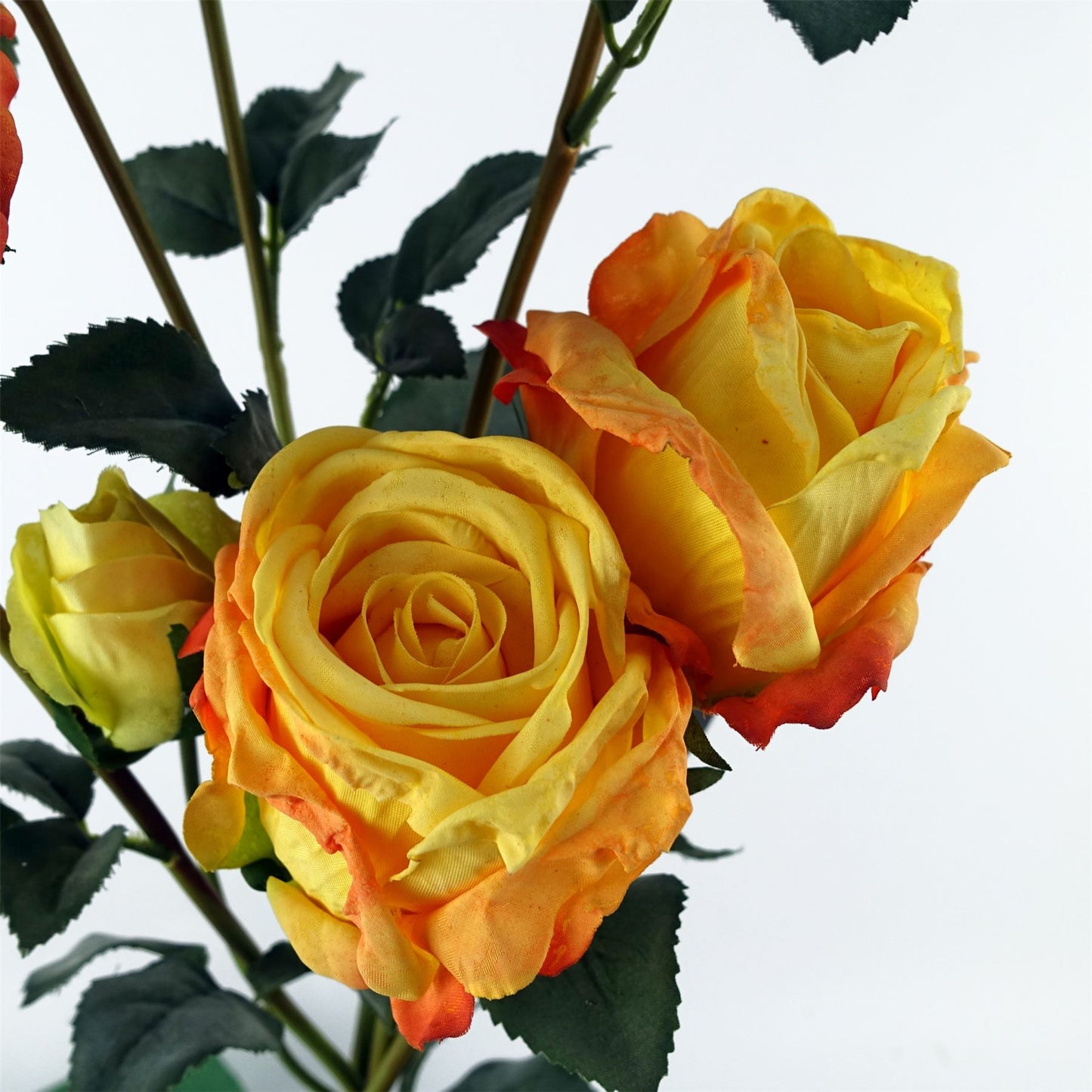 60cm Medium Premium Yellow Artificial Rose Sprays – Realistic Faux Roses with 24 Flowers & 18 Buds