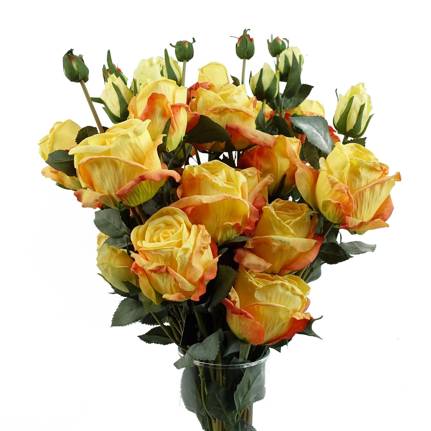 60cm Medium Premium Yellow Artificial Rose Sprays – Realistic Faux Roses with 24 Flowers & 18 Buds