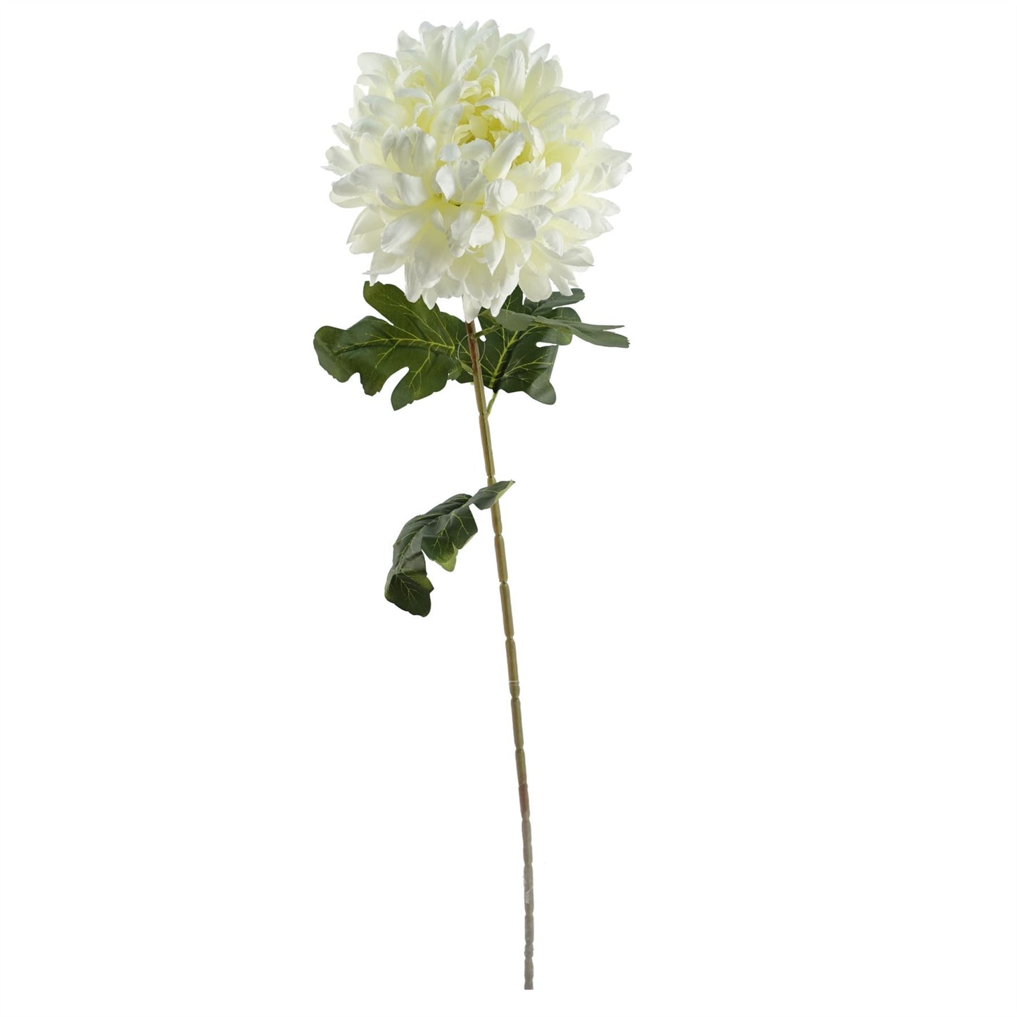 50cm Small Artificial White Chrysanthemum Flower Arrangement in Smoke Grey Ridged Glass Vase