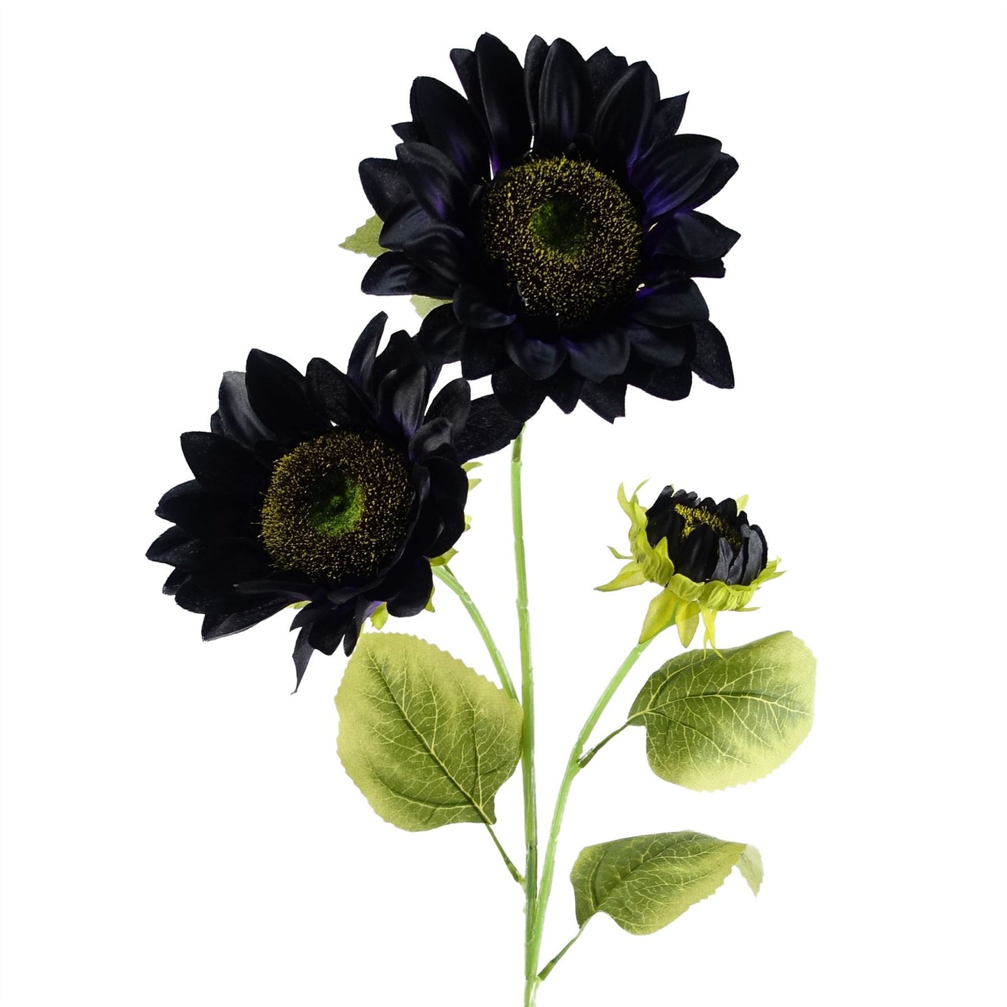 88cm Medium Purple Artificial Sunflower Stem – Realistic Faux Sunflowers with 3 Heads