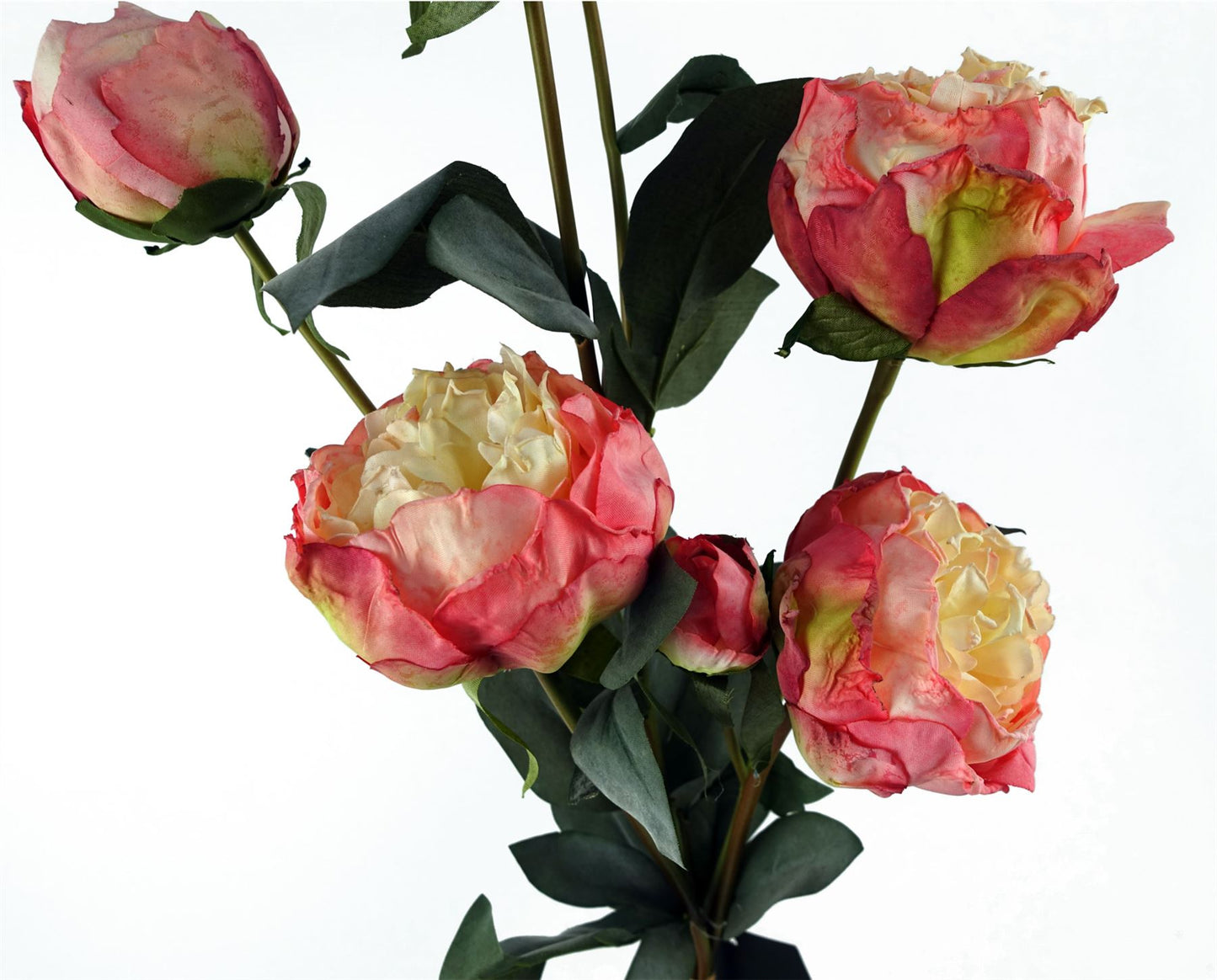 6 x 55cm Small Premium Artificial Pink Peony Flower Stems – Realistic Faux Peony Set with 24 Flowers & 18 Buds