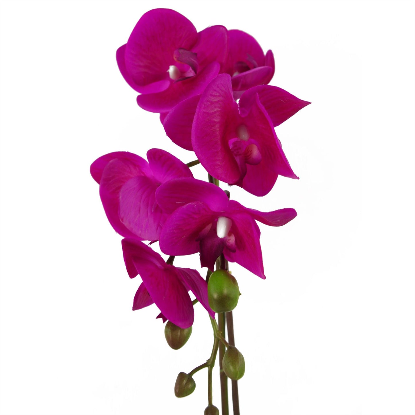 46cm Small Dark Pink Faux Orchid in Gold Pot – Realistic Orchid Plant