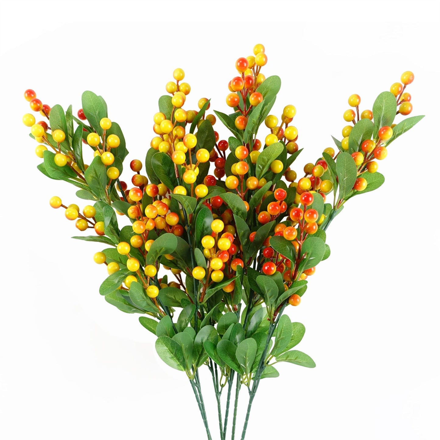 6 x 70cm Artificial Orange Berry Sprays – Faux Berry Stem Set