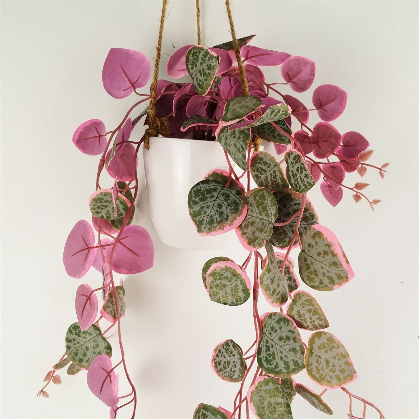 90cm Large Artificial Hanging String of Hearts Plant – Realistic Pink & Green Trailing Plant in Decorative Pot