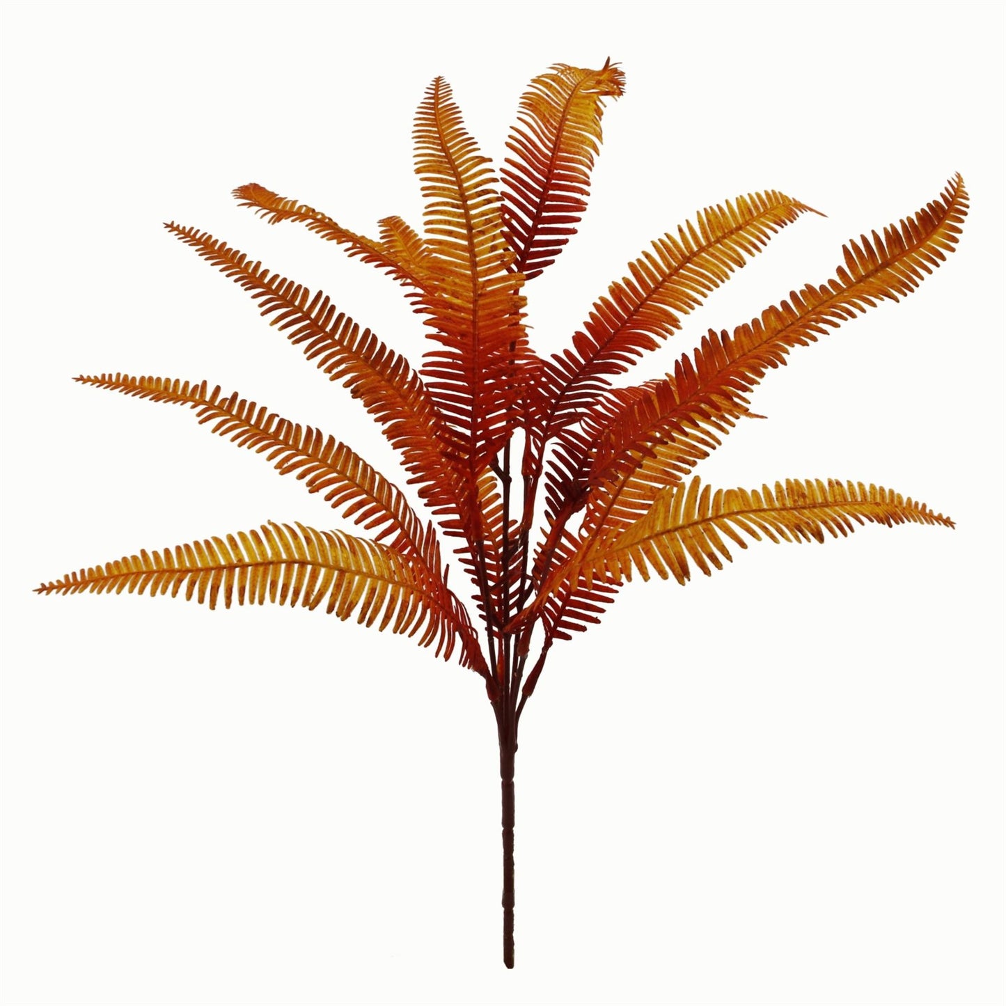 6 x 55cm Small Artificial Autumn Fern Bush Plants – Orange Faux Fern Set