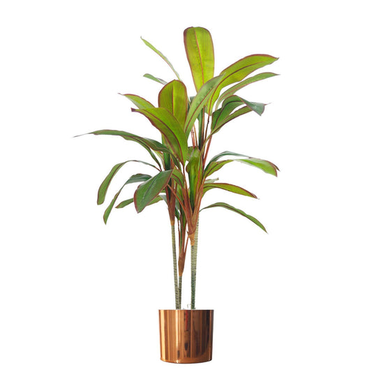 100cm Large Artificial Dracaena Tropical Plant with Copper Planter - Realistic Indoor Plant