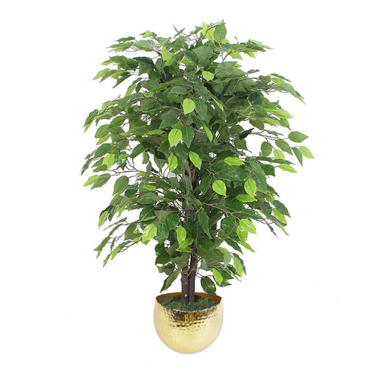 90cm Small Artificial Ficus Tree – Large Bushy Shape with Gold Planter