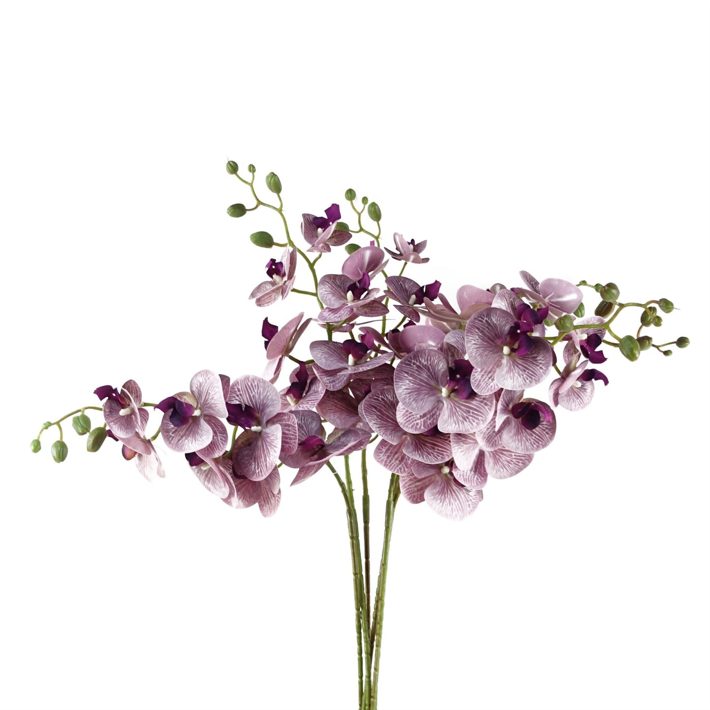 6 x 100cm Large Artificial Purple Phalaenopsis Orchid Flowers – Faux Orchid Stems