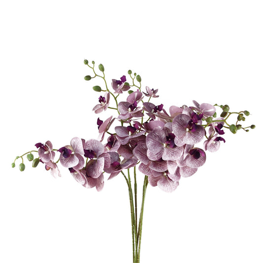 6 x 100cm Large Artificial Purple Phalaenopsis Orchid Flowers – Faux Orchid Stems