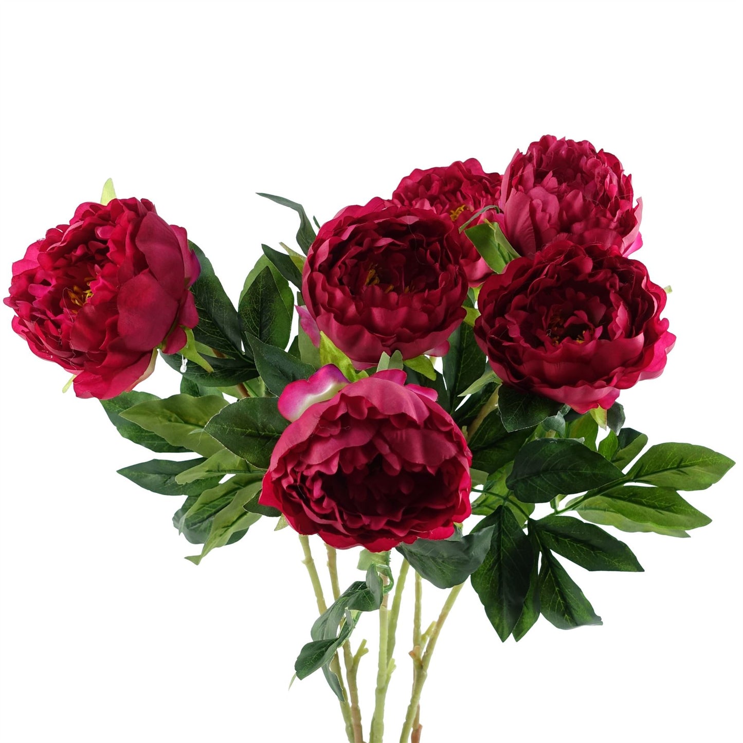 6 x 80cm Medium Artificial Dark Pink Peony Stems – Realistic Faux Peony Flower Set