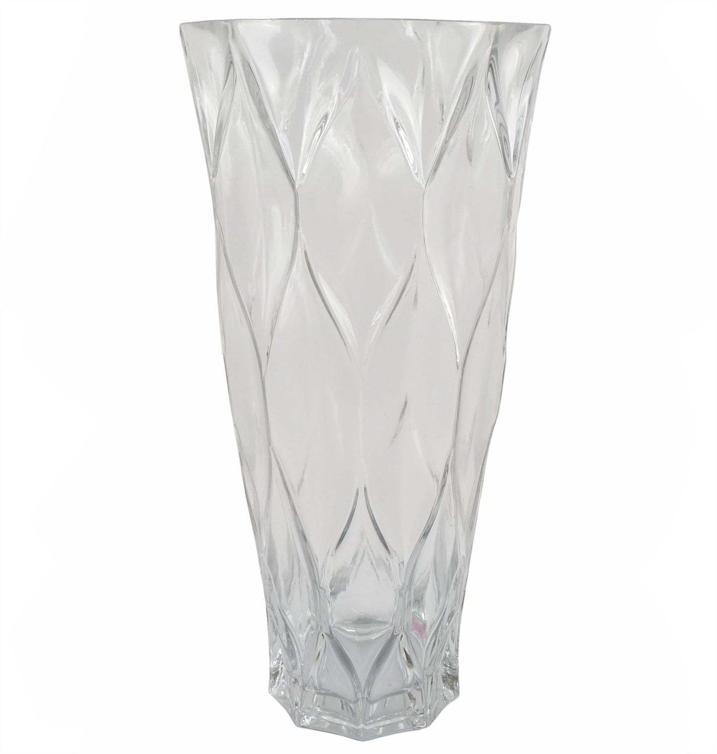 35cm Large Clear Chunky Ridged Glass Vase – Textured Bud Vase for Real or Artificial Flowers