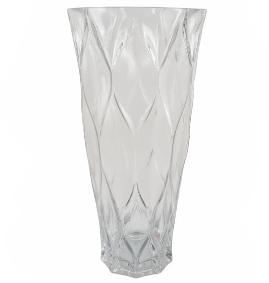35cm Large Clear Chunky Ridged Glass Vase – Textured Bud Vase for Real or Artificial Flowers
