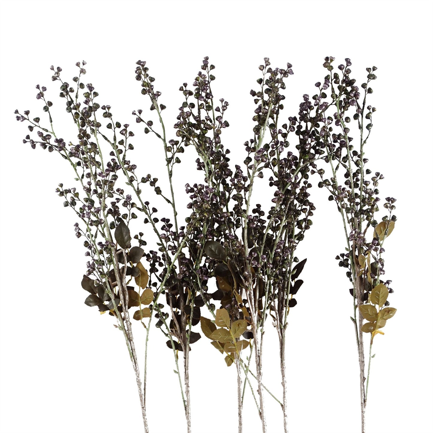 6 x 85cm Medium Artificial Dark Purple Berry Stems – Faux Berry Stem Set