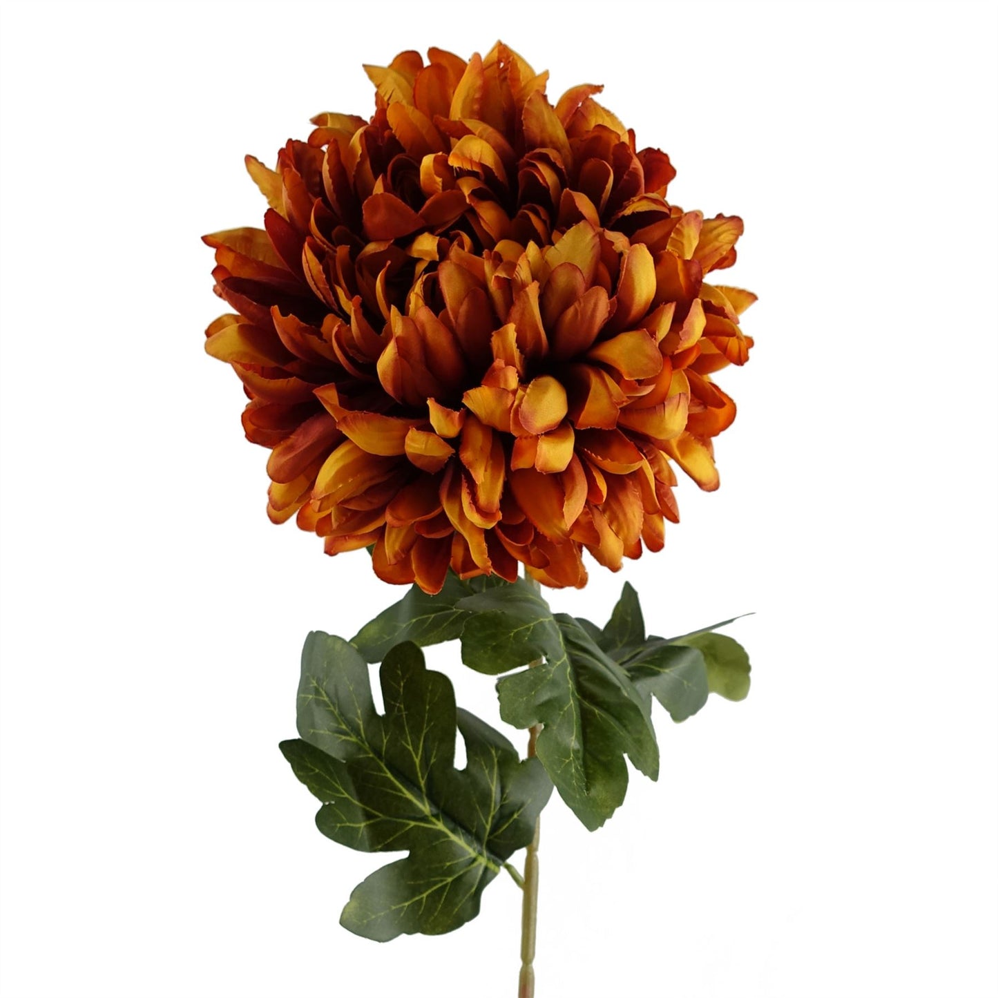 75cm Medium Artificial Orange Chrysanthemum Stem – Realistic Reflex Flower