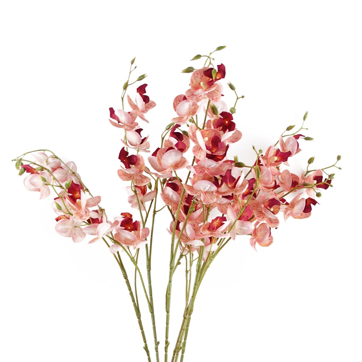 6 x 80cm Medium Artificial Pink Mini Orchid Flowers – Faux Orchid Stems
