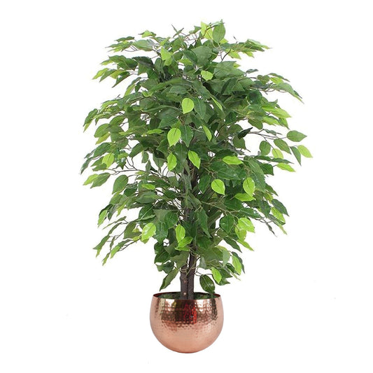 90cm Small Artificial Ficus Tree – Large Bushy Shape with Copper Planter