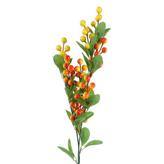 70cm Medium Artificial Orange Berry Spray – Faux Berry Stem