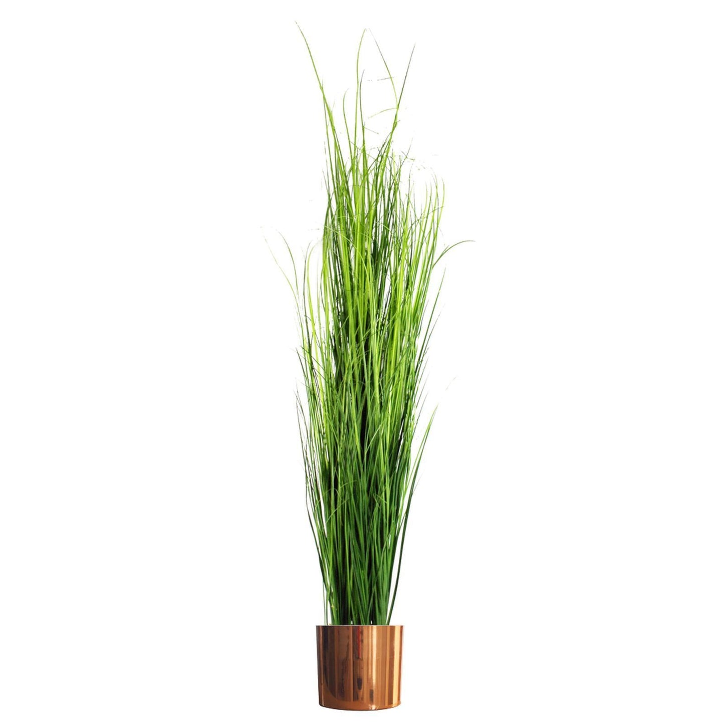 130cm Large Artificial Onion Grass Plant with Copper Planter – Tall Faux Grass Plant