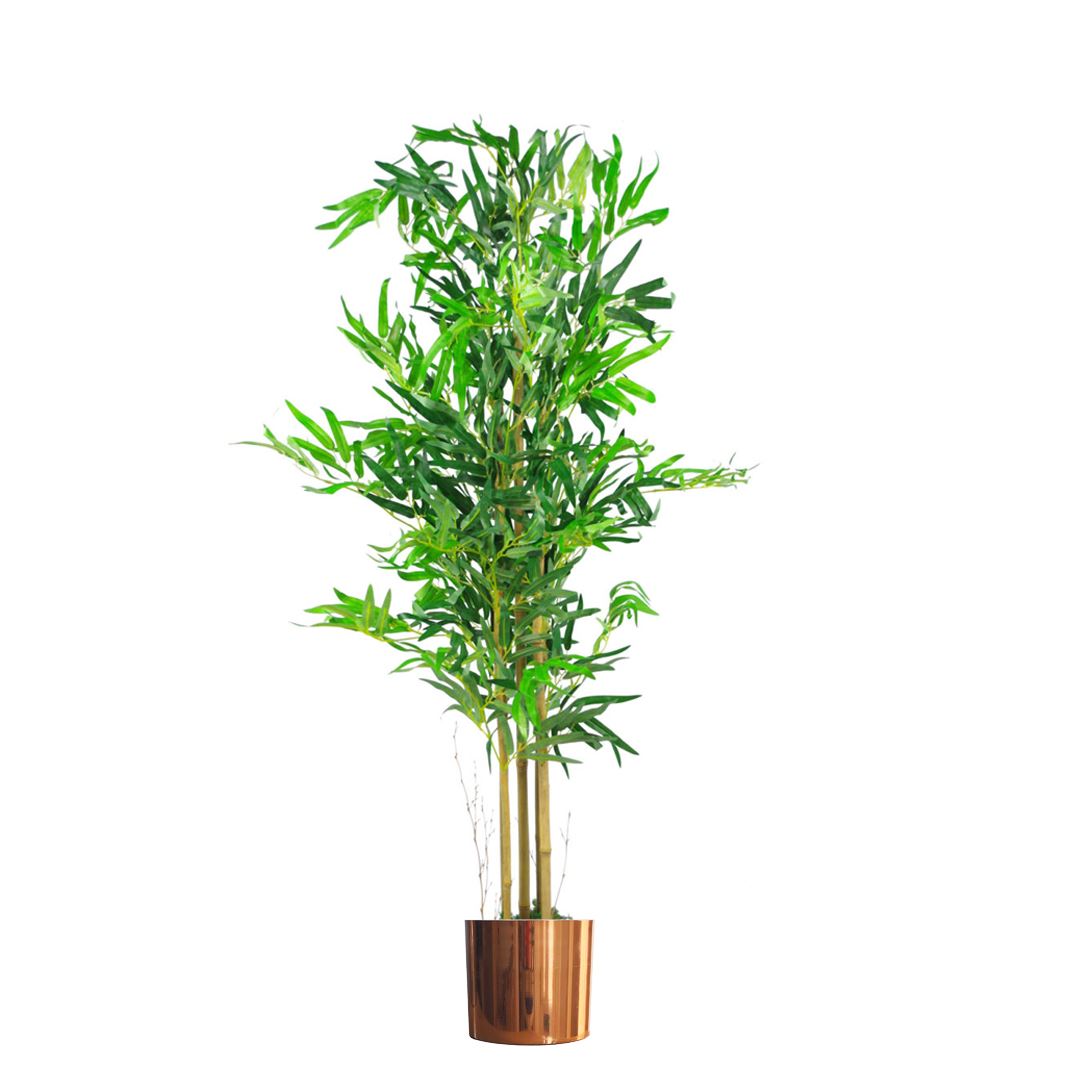 120cm Medium Natural Green Artificial Bamboo Tree with Copper Planter – Realistic Indoor Bamboo Plant